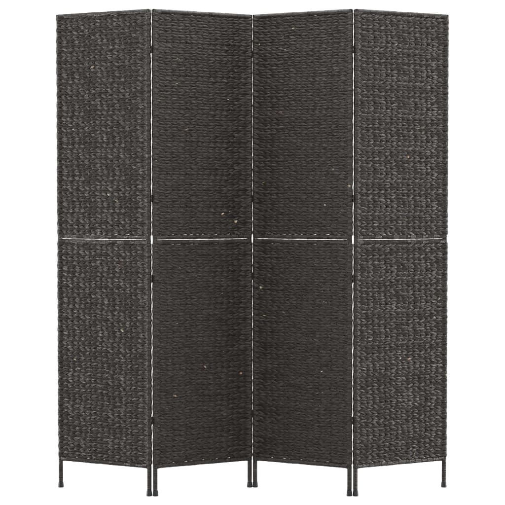 Room Divider 4-Panel Black 163x180 cm Water Hyacinth