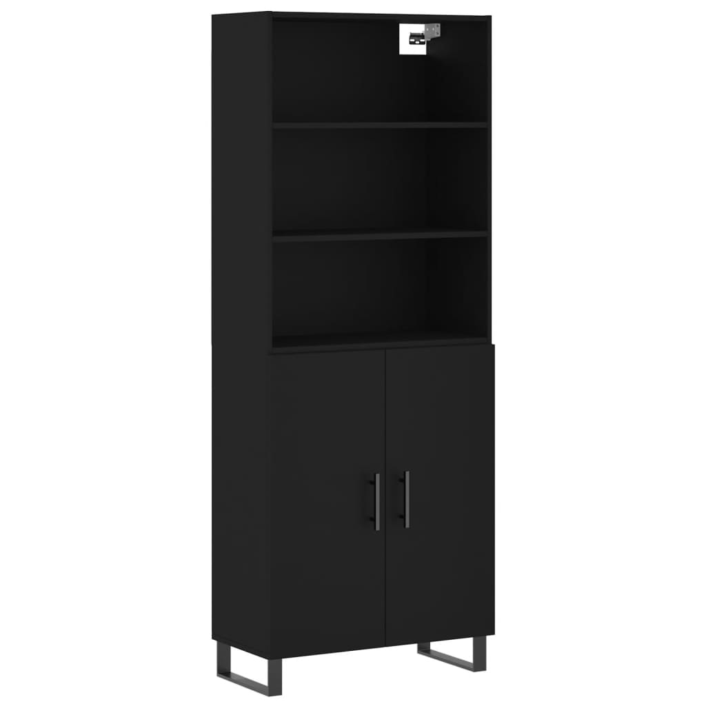 Highboard Black 69.5x34x180 cm Engineered Wood
