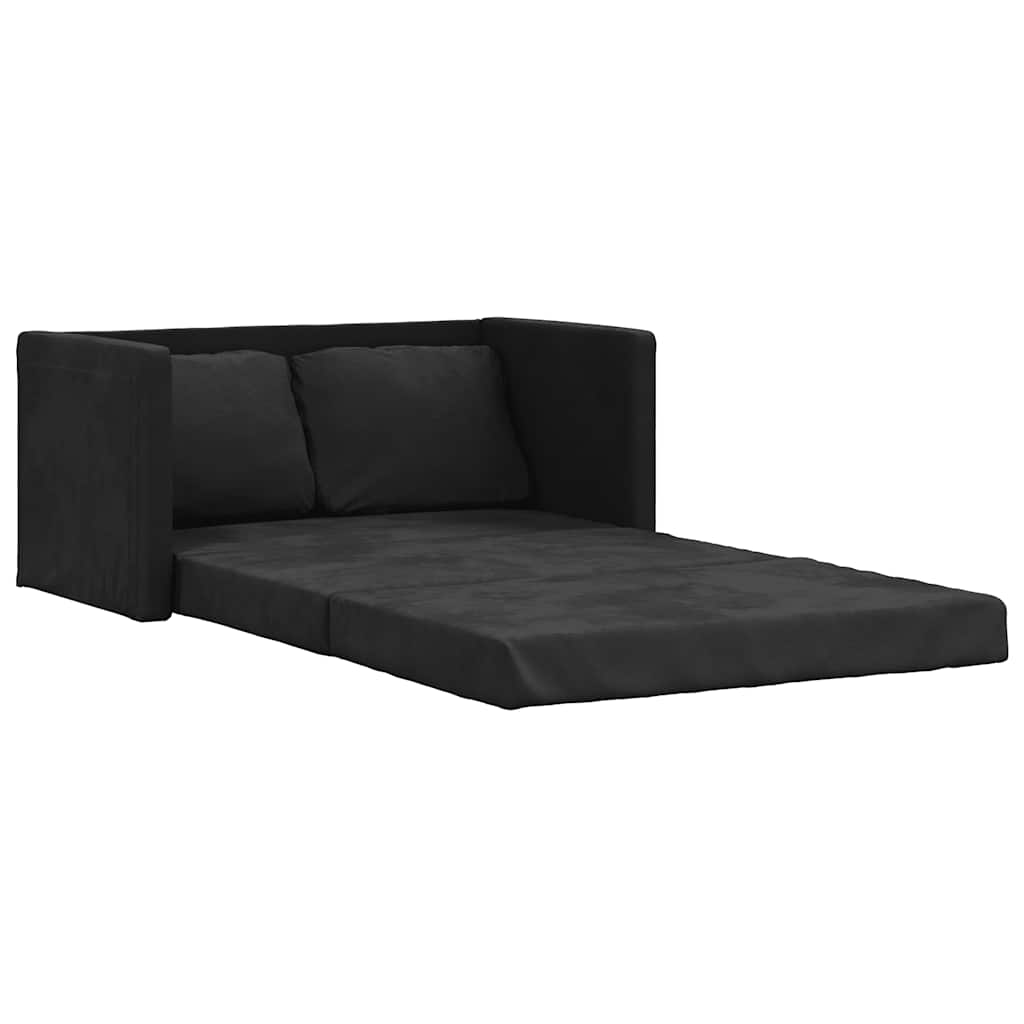 Floor Sofa Bed 2-in-1 Black 122x204x55 cm Velvet