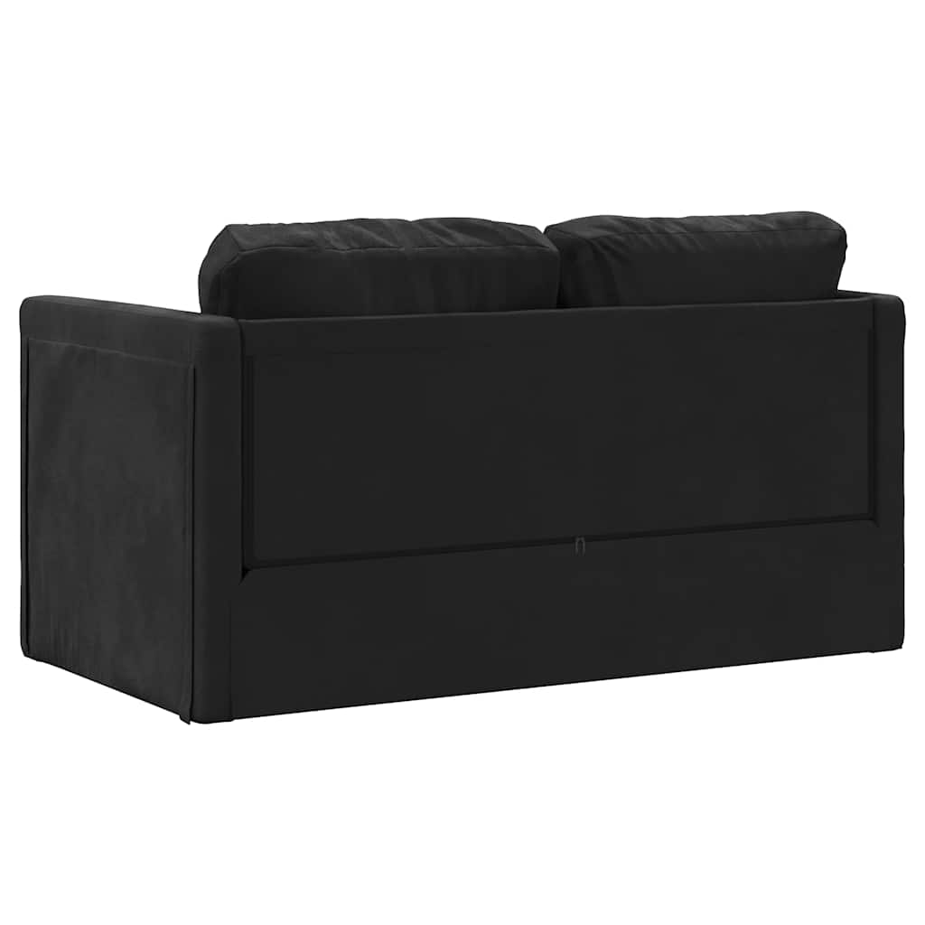 Floor Sofa Bed 2-in-1 Black 122x204x55 cm Velvet