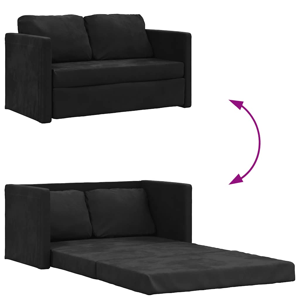 Floor Sofa Bed 2-in-1 Black 122x204x55 cm Velvet