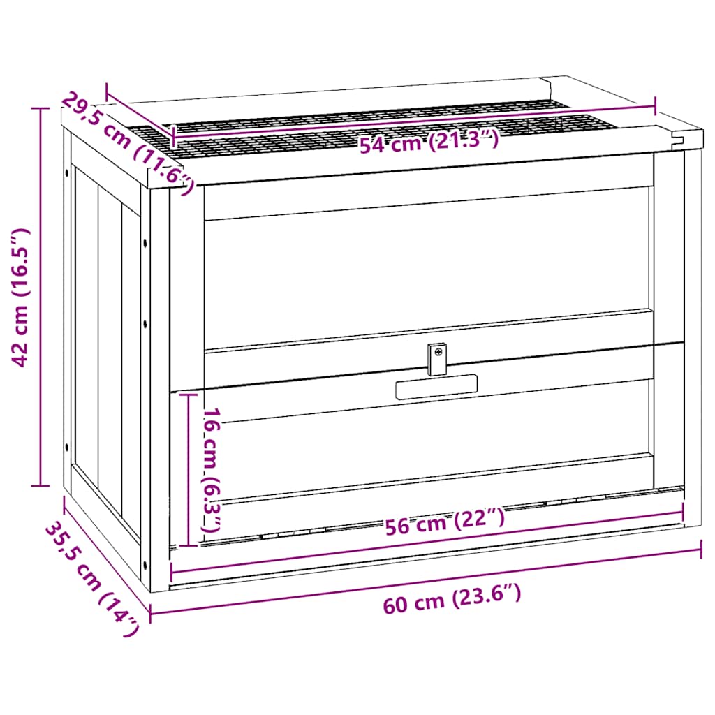 Hamster Cage 60x35.5x42 cm Solid Wood Fir