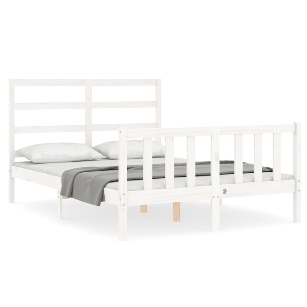 Bed Frame without Mattress White 135x190 cm Solid Wood Pine