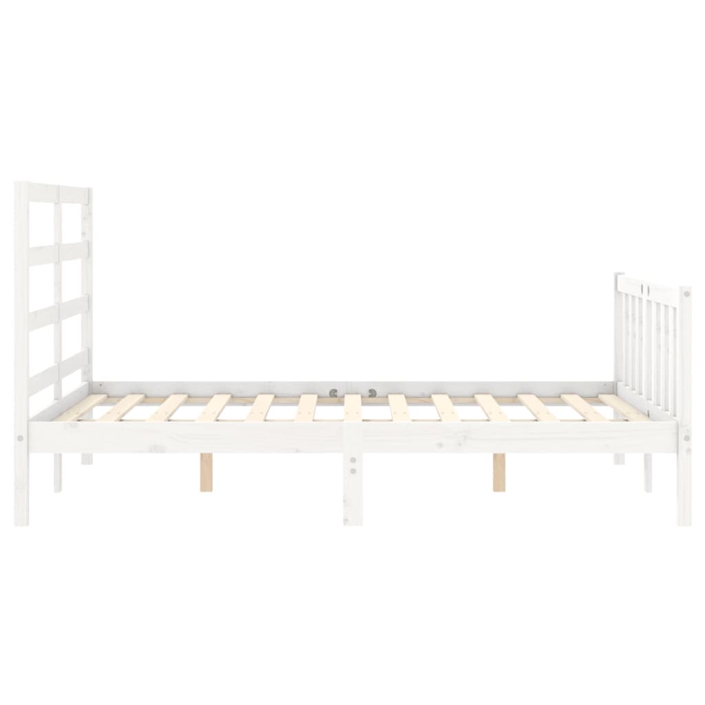Bed Frame without Mattress White 135x190 cm Solid Wood Pine