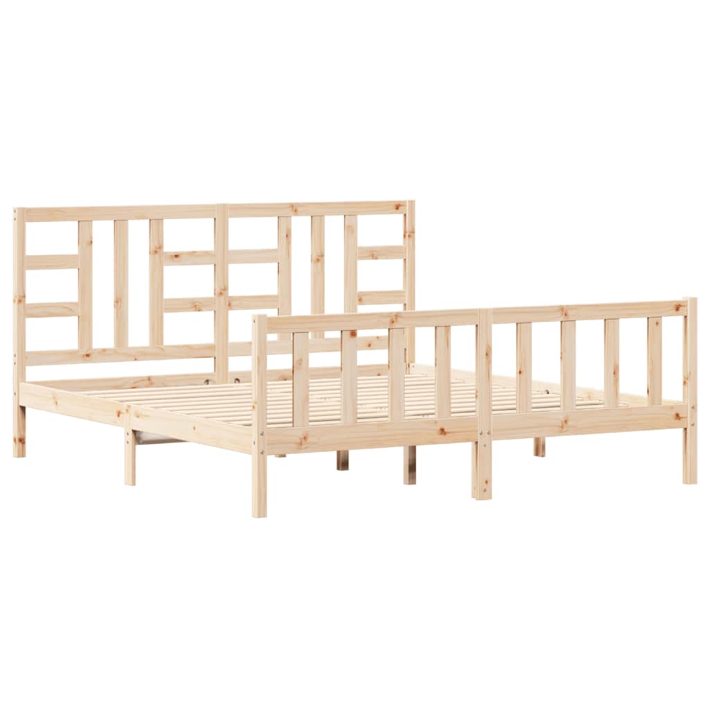 Bed Frame without Mattress 183x203 cm King Solid Wood Pine