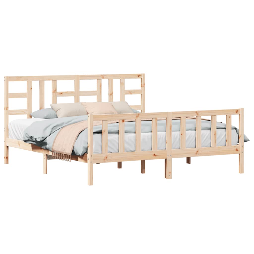 Bed Frame without Mattress 183x203 cm King Solid Wood Pine