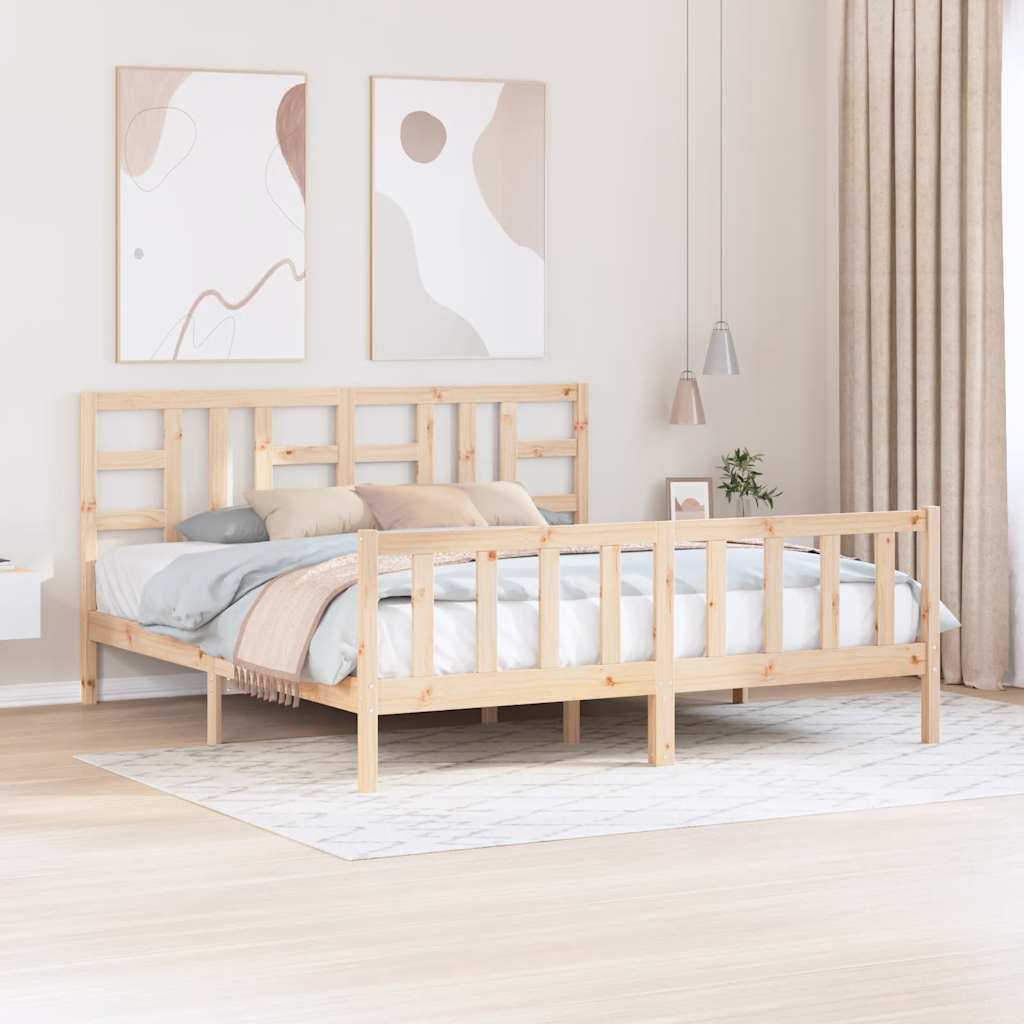 Bed Frame without Mattress 183x203 cm King Solid Wood Pine
