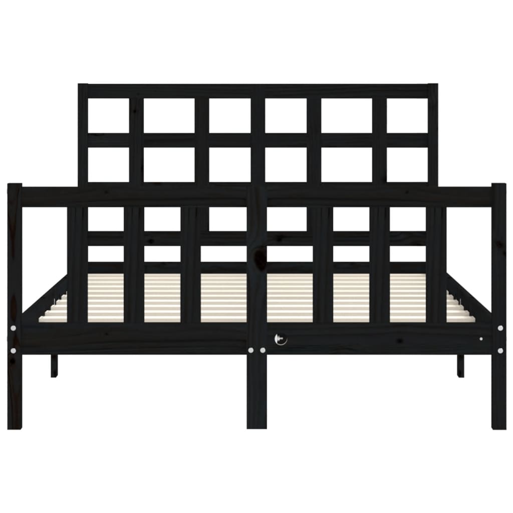Bed Frame without Mattress Black 135x190 cm Solid Wood Pine