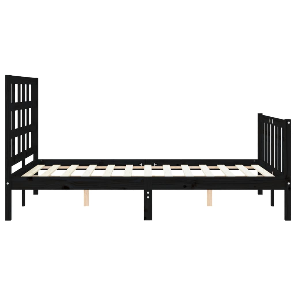Bed Frame without Mattress Black 135x190 cm Solid Wood Pine