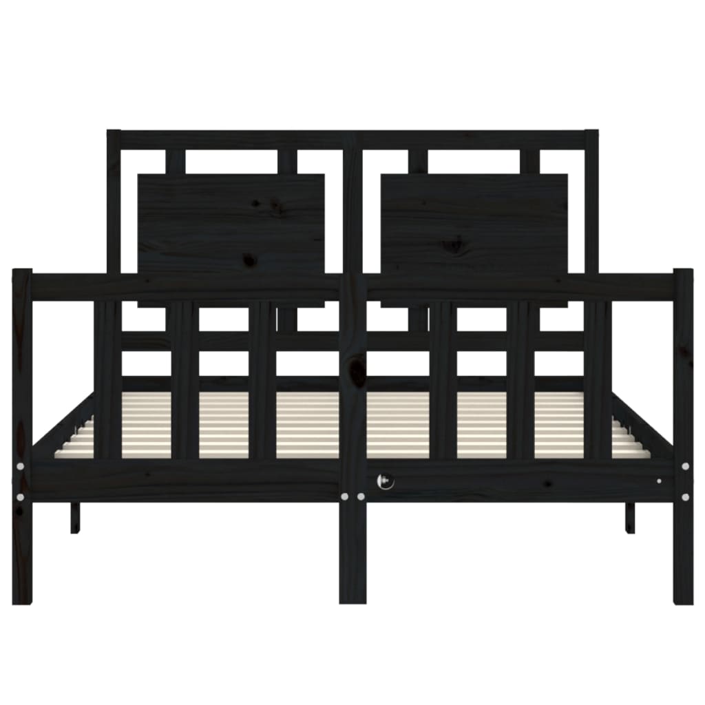 Bed Frame without Mattress Black 135x190 cm Solid Wood Pine