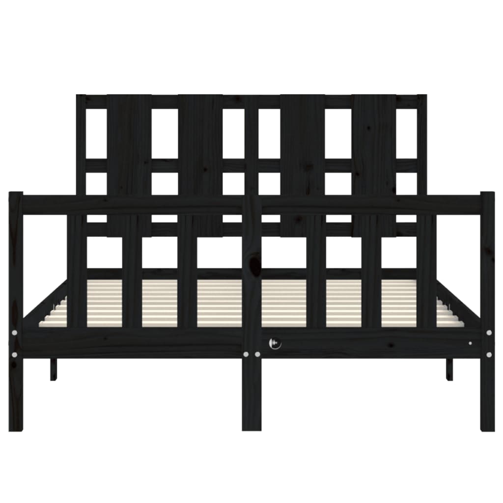 Bed Frame without Mattress Black 135x190 cm Solid Wood Pine