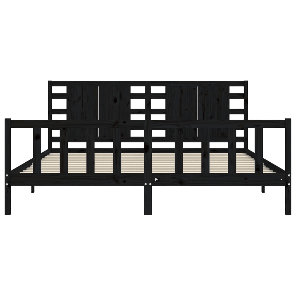 Bed Frame without Mattress Black 183x203 cm King Solid Wood Pine