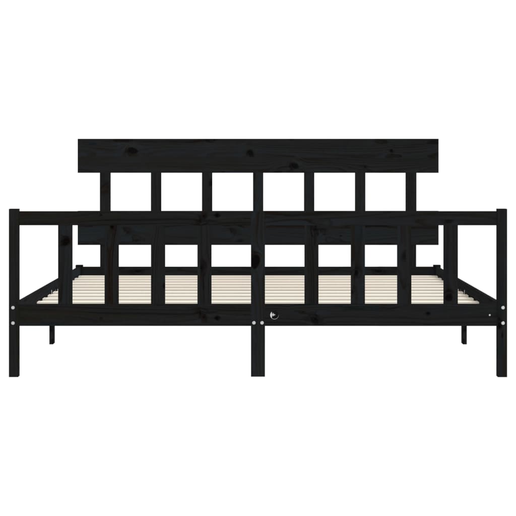 Bed Frame without Mattress Black 183x203 cm King Solid Wood Pine