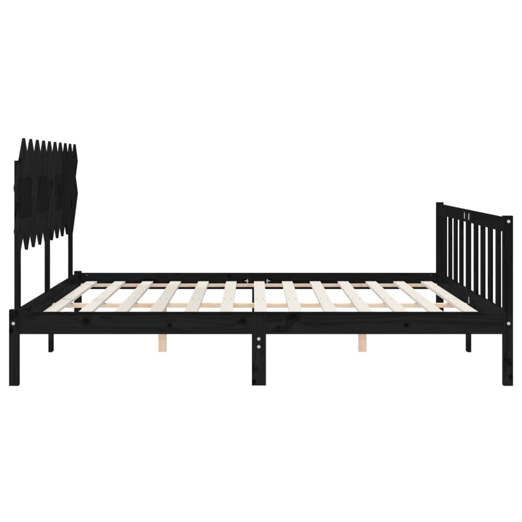 Bed Frame without Mattress Black 135x190 cm Solid Wood Pine