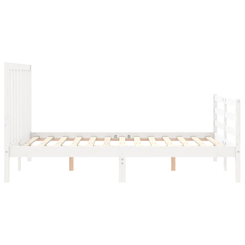 Bed Frame without Mattress White 135x190 cm Solid Wood Pine