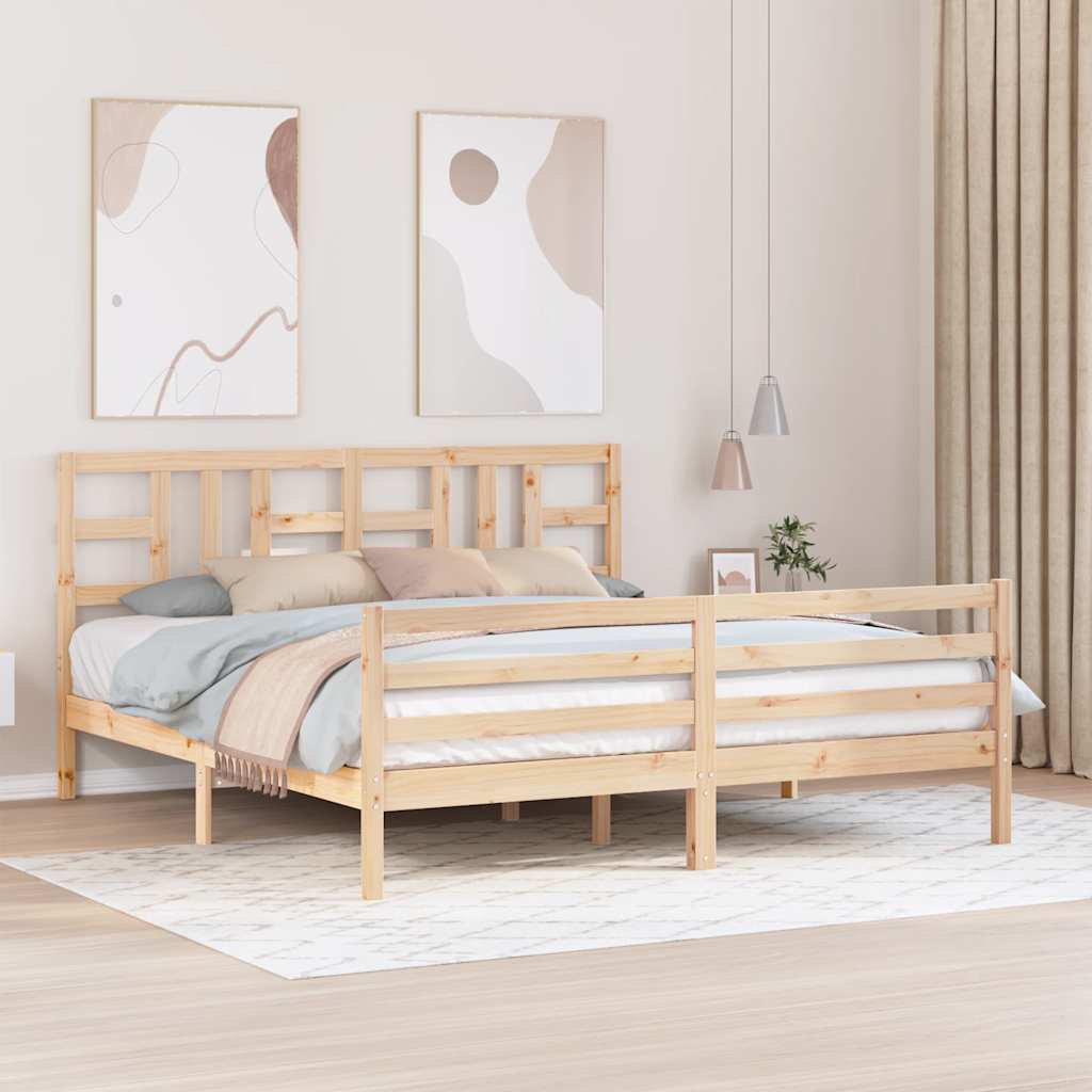 Bed Frame without Mattress 183x203 cm King Solid Wood