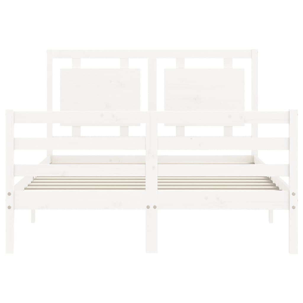 Bed Frame without Mattress White 135x190 cm Solid Wood