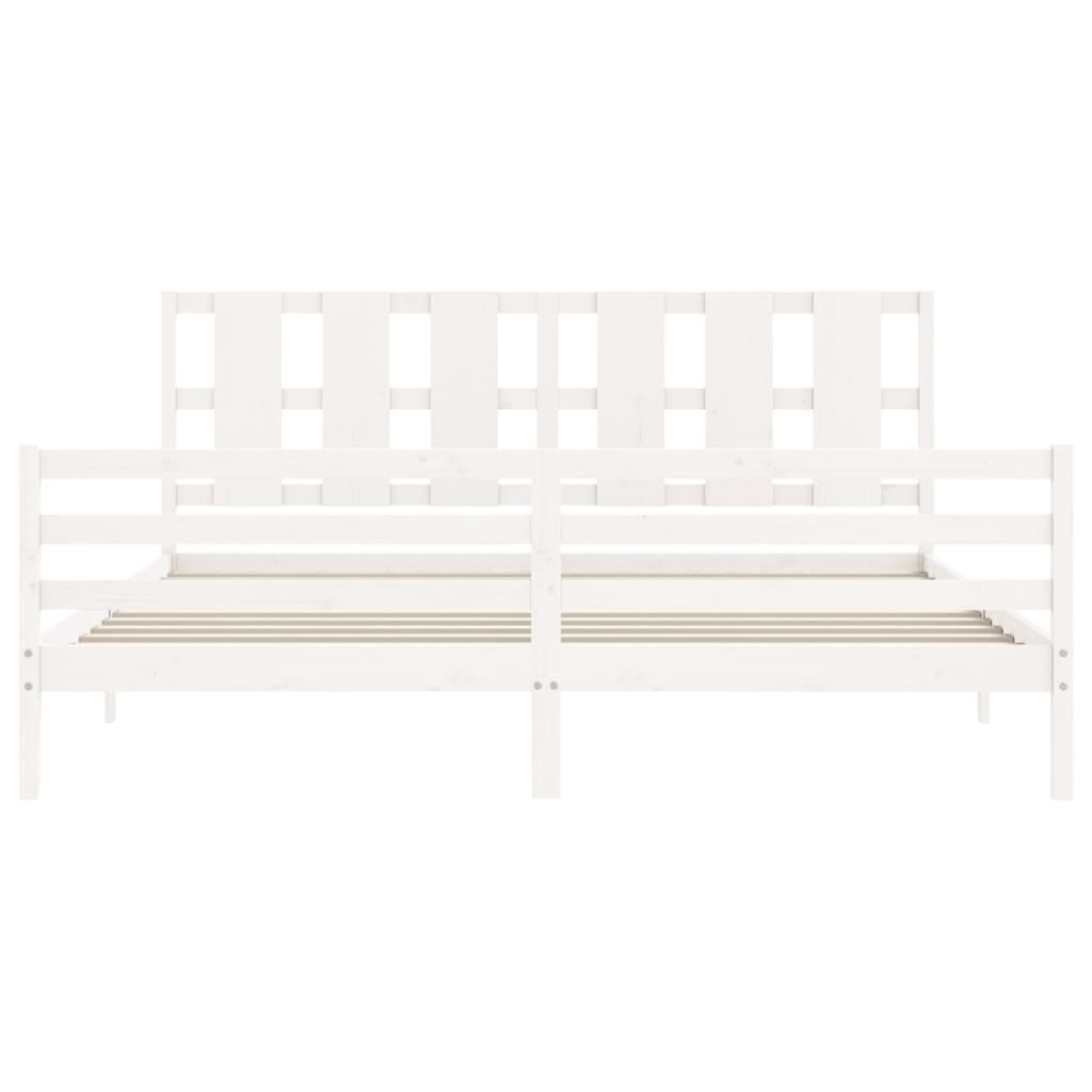 Bed Frame without Mattress White 183x203 cm King Solid Wood