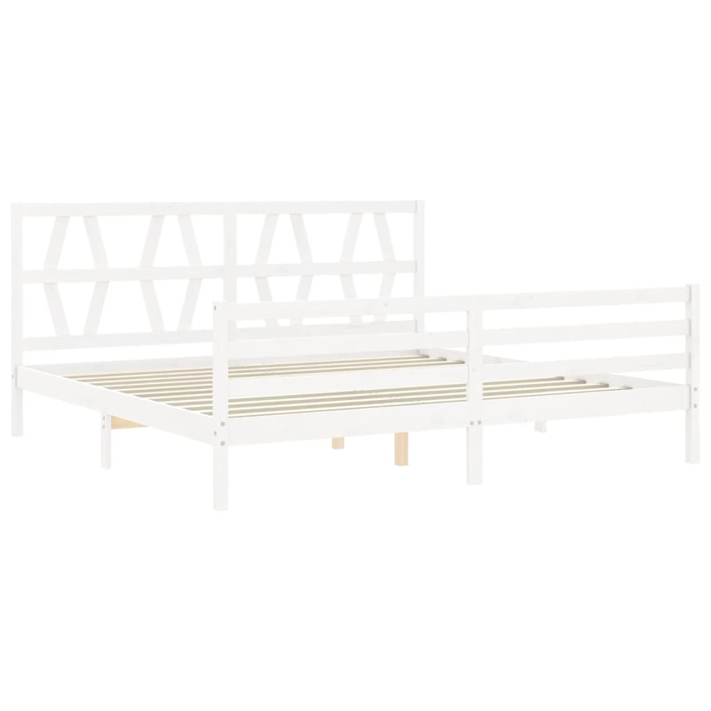 Bed Frame without Mattress White 183x203 cm King Solid Wood