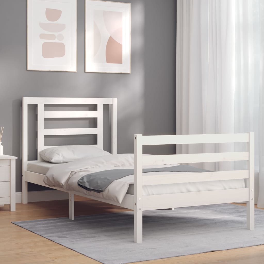Bed Frame without Mattress White 90x190 cm Solid Wood