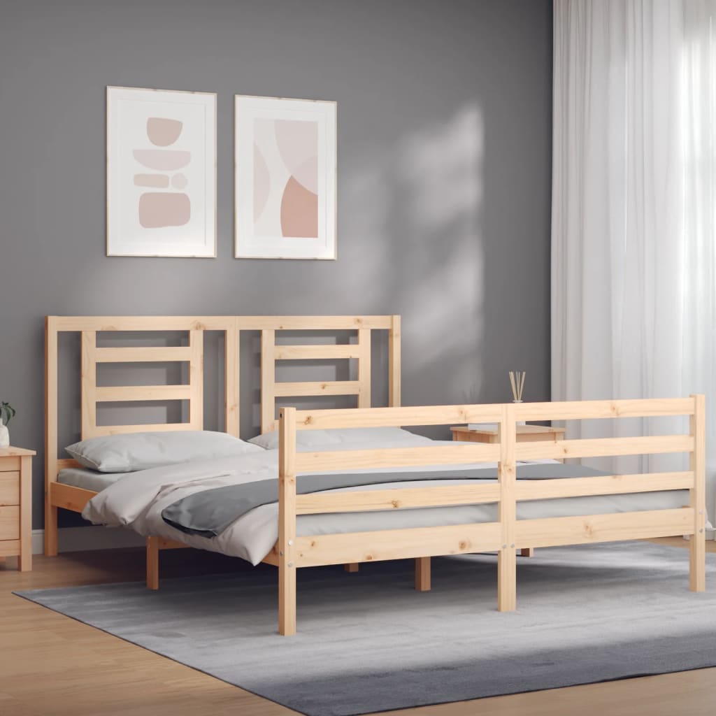 Bed Frame without Mattress 150x200 cm Solid Wood