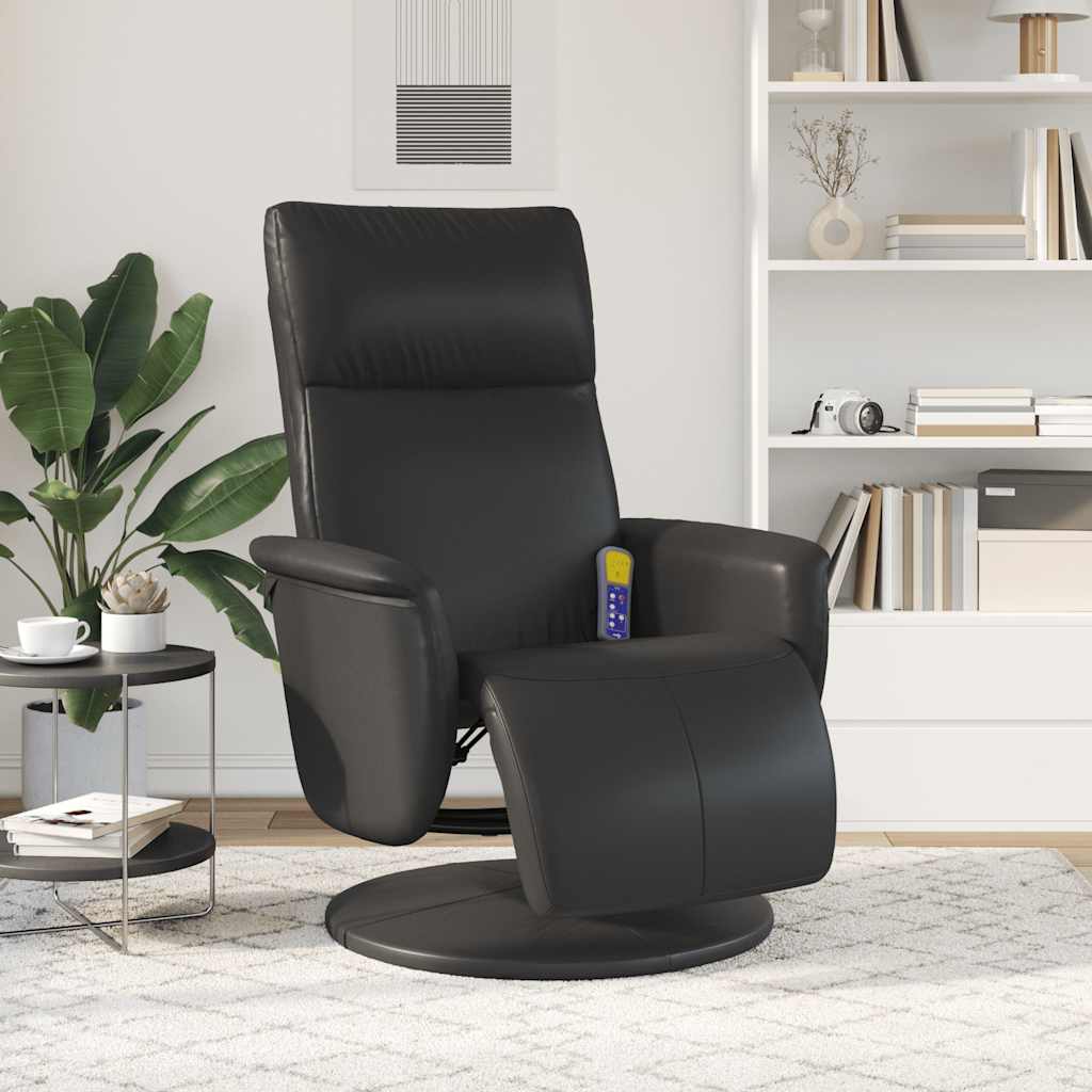 Massage Recliner Chair with Footrest Black Faux Leather