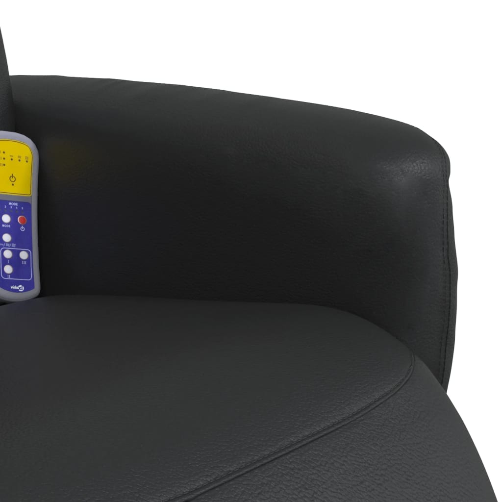 Massage Recliner Chair with Footrest Black Faux Leather