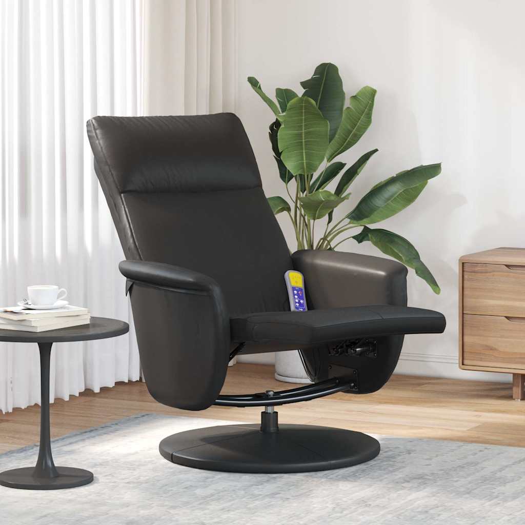Massage Recliner Chair with Footrest Black Faux Leather