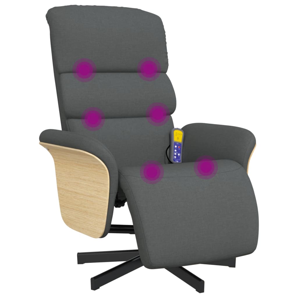 Massage Recliner Chair with Footrest Dark Grey Fabric