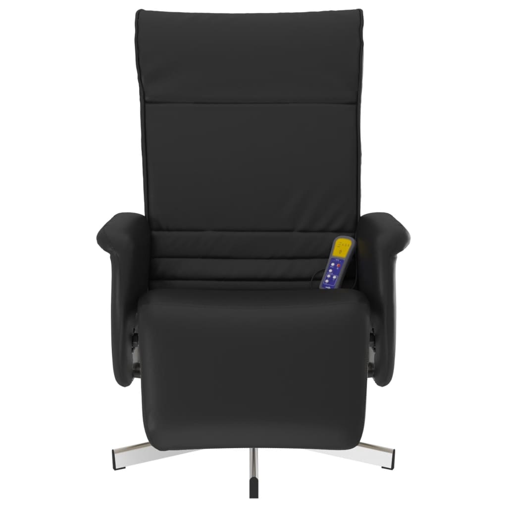 Massage Recliner Chair with Footrest Black Faux Leather