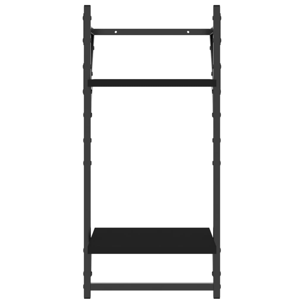 4 Piece Wall Shelf Set with Bars Black Engineered Wood