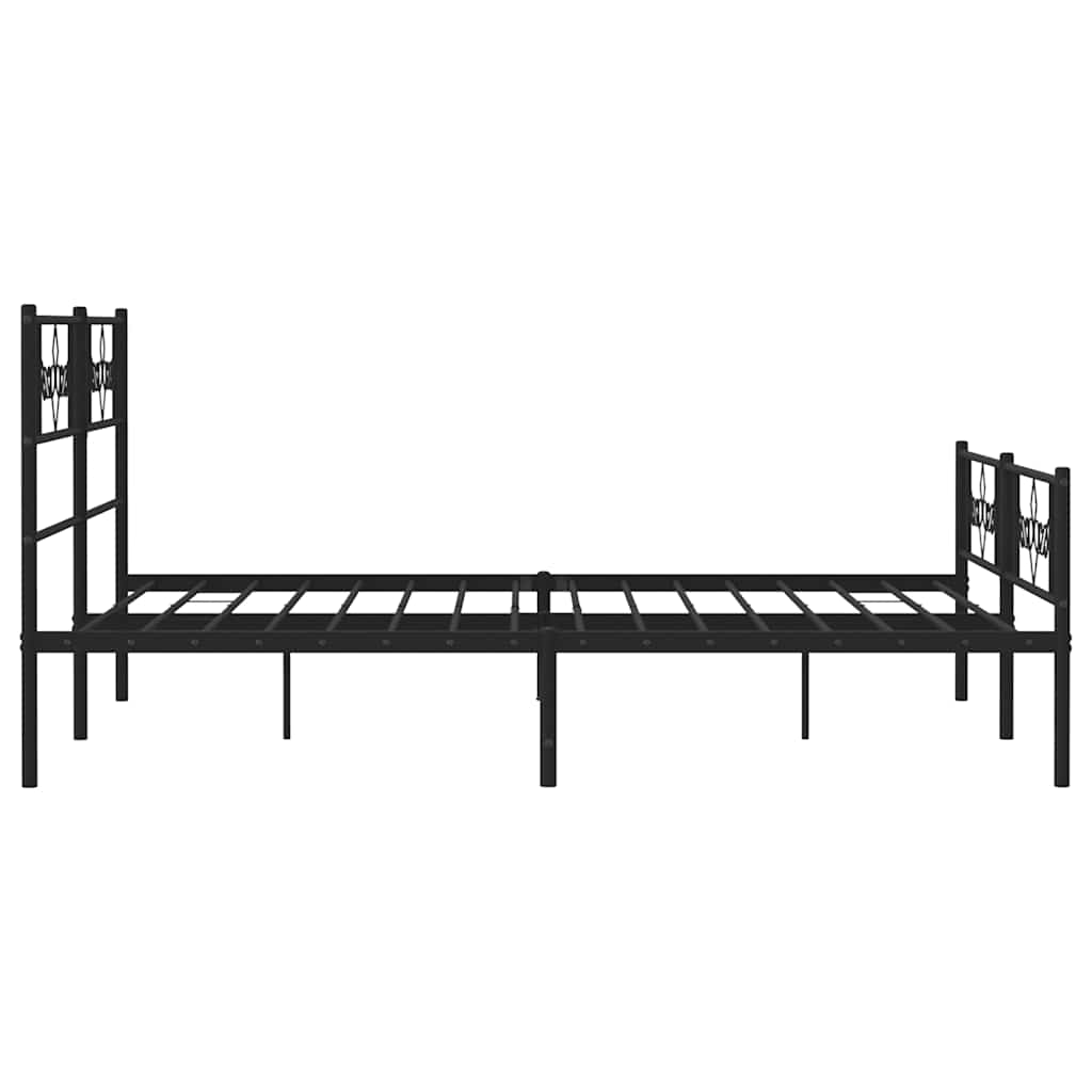 Metal Bed Frame without Mattress with Footboard Black 135x190 cm