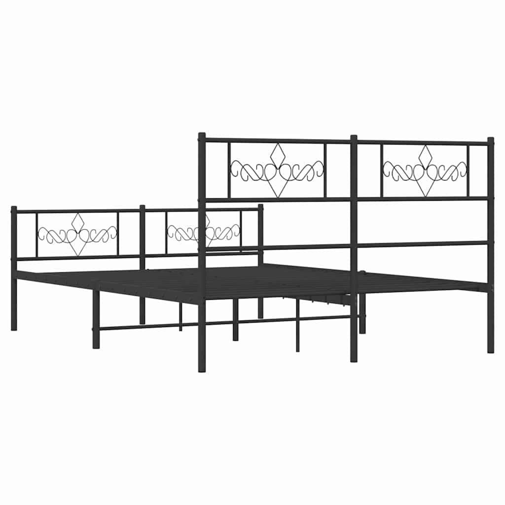 Metal Bed Frame without Mattress with Footboard Black 135x190 cm