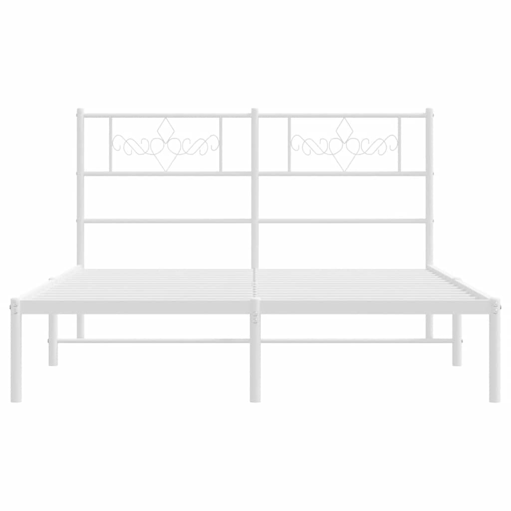 Metal Bed Frame without Mattress with Headboard White 150x200 cm