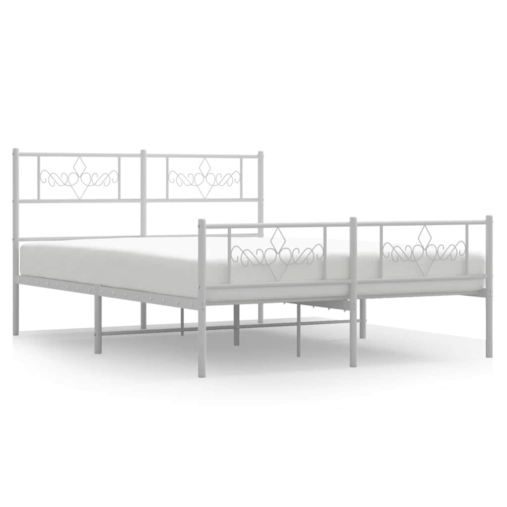 Metal Bed Frame without Mattress with Footboard White 135x190 cm