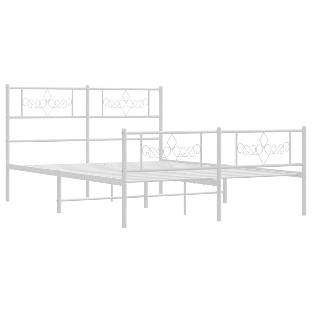 Metal Bed Frame without Mattress with Footboard White 135x190 cm