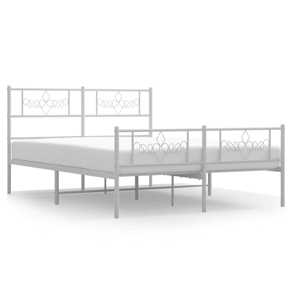 Metal Bed Frame without Mattress with Footboard White 150x200 cm