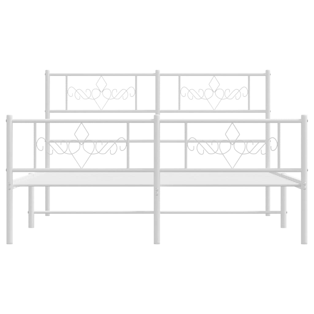Metal Bed Frame without Mattress with Footboard White 150x200 cm