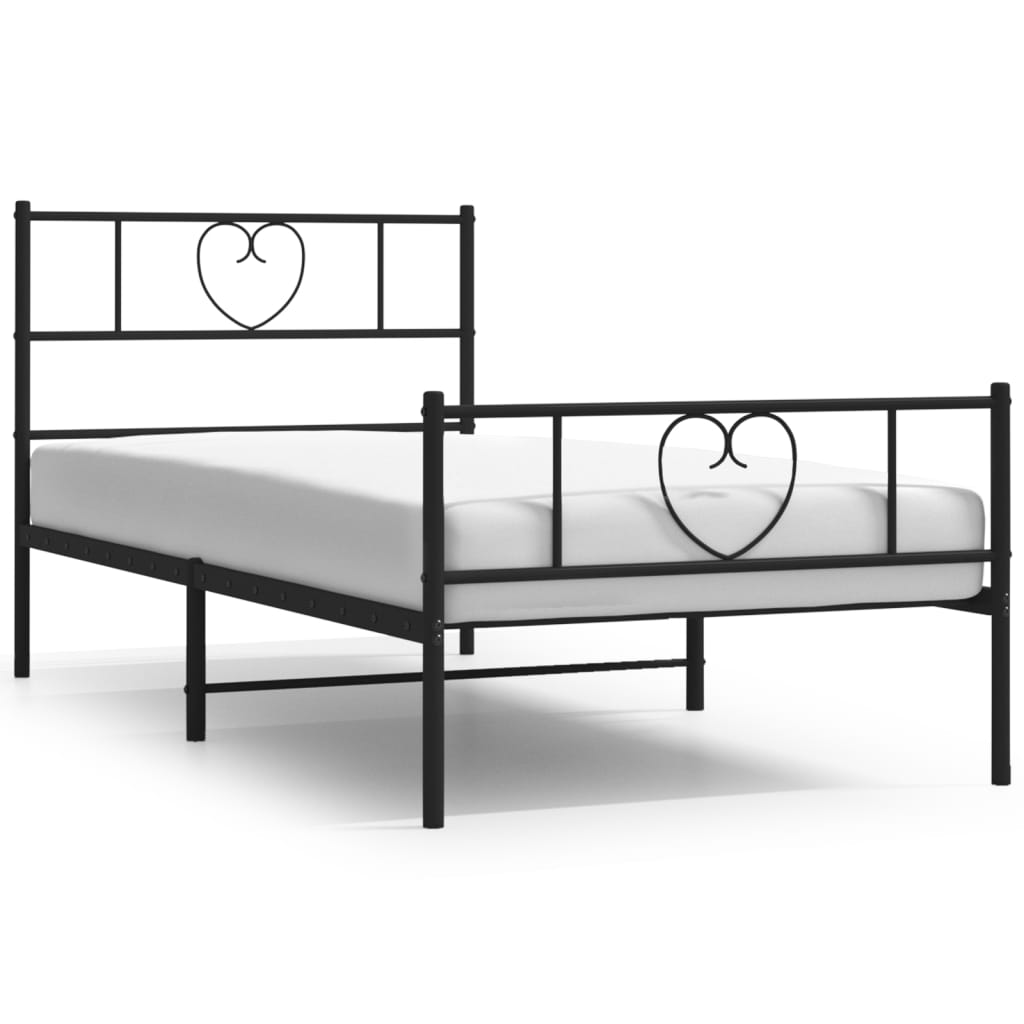 Metal Bed Frame without Mattress with Footboard Black 107x203 cm King Single