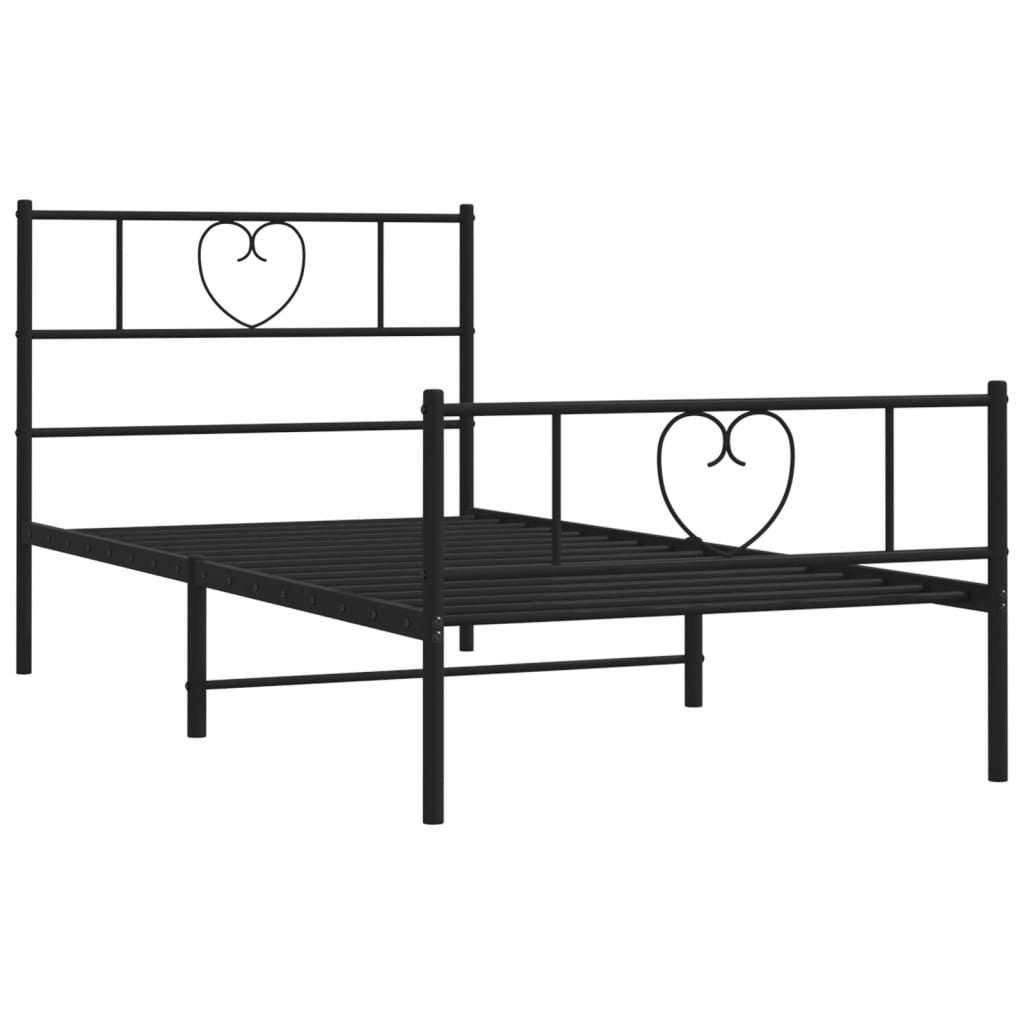 Metal Bed Frame without Mattress with Footboard Black 107x203 cm King Single