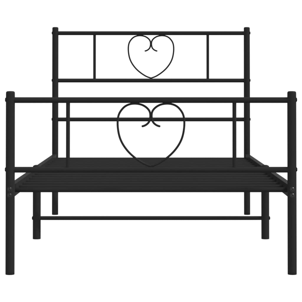 Metal Bed Frame without Mattress with Footboard Black 107x203 cm King Single