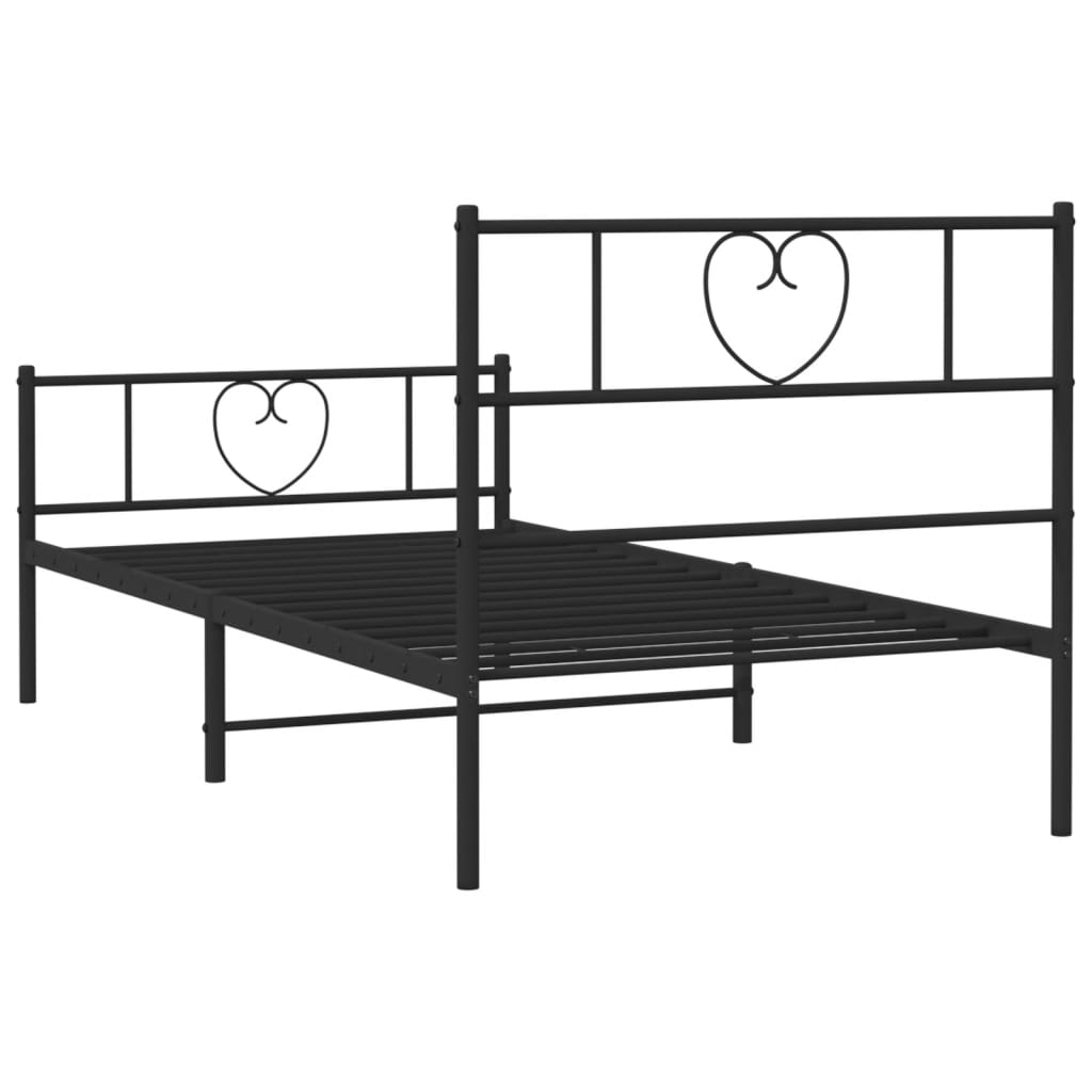 Metal Bed Frame without Mattress with Footboard Black 107x203 cm King Single