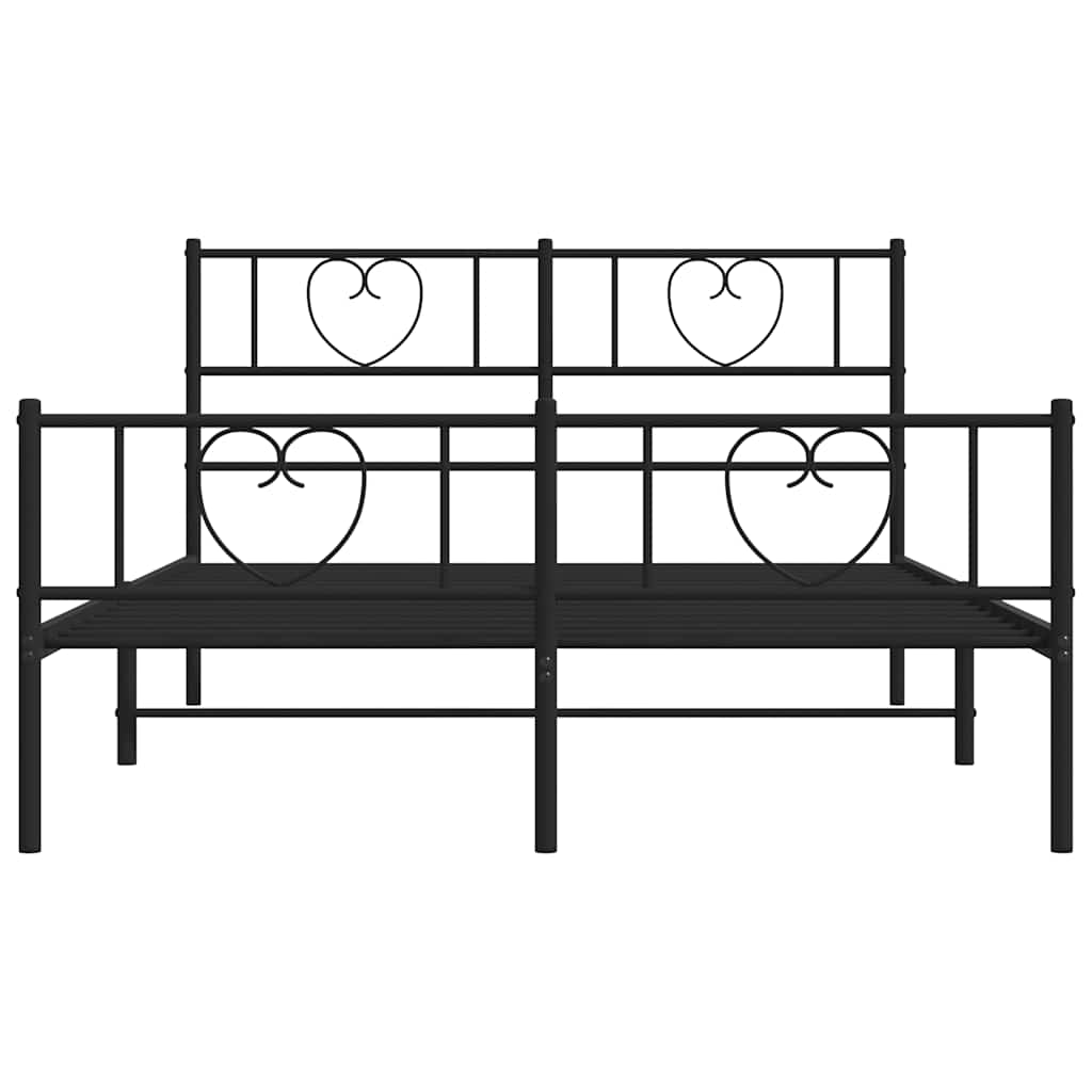 Metal Bed Frame without Mattress with Footboard Black 150x200 cm
