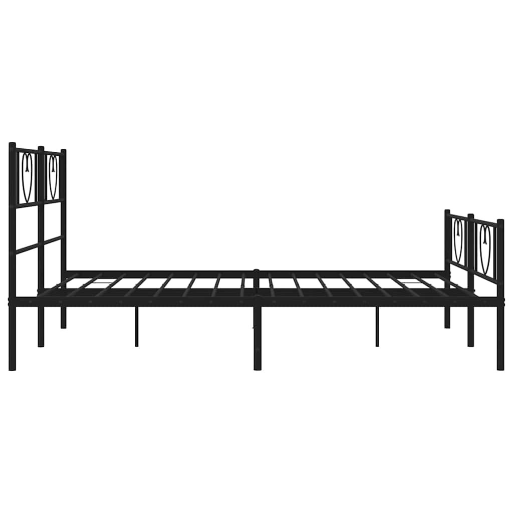 Metal Bed Frame without Mattress with Footboard Black 150x200 cm