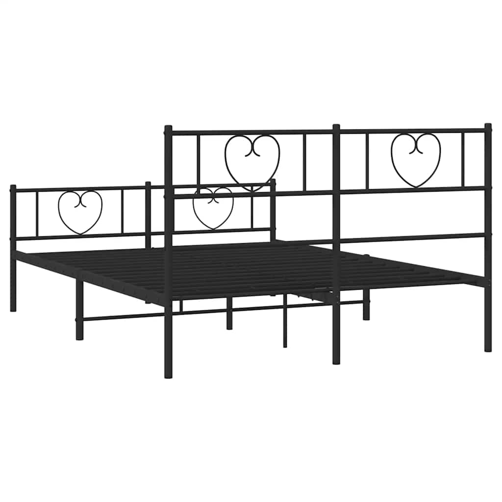 Metal Bed Frame without Mattress with Footboard Black 150x200 cm