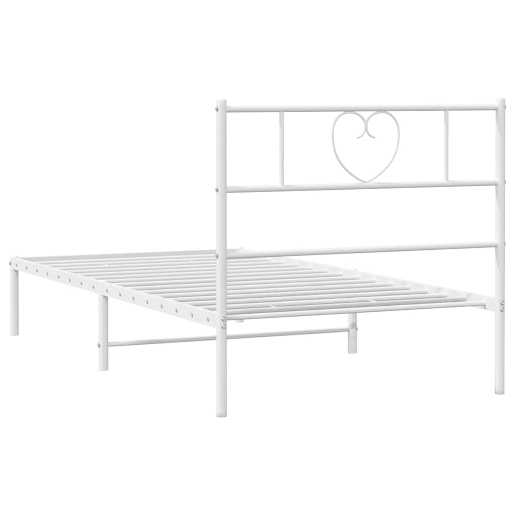 Metal Bed Frame without Mattress with Headboard White 107x203 cm King Single