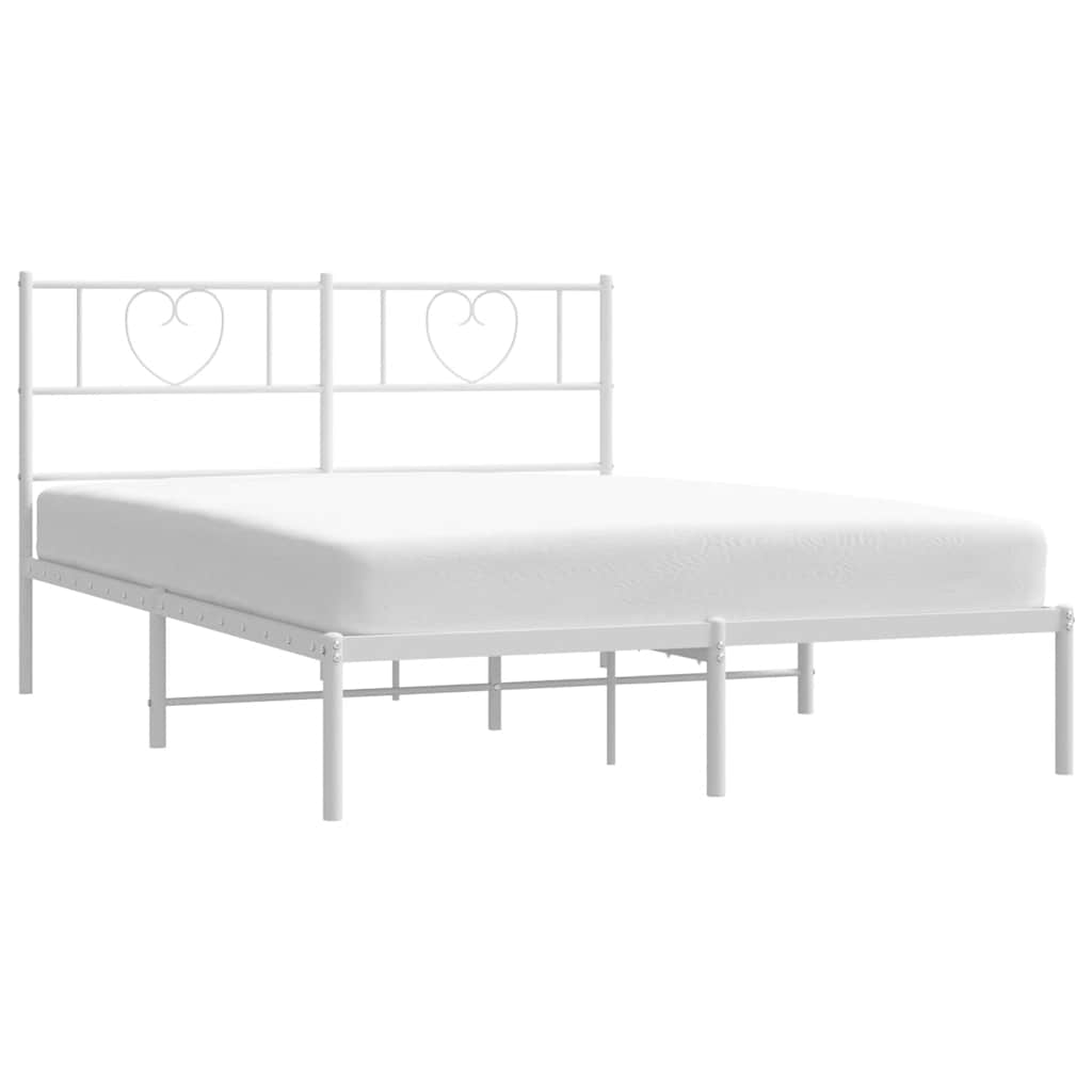 Metal Bed Frame without Mattress with Headboard White 135x190 cm