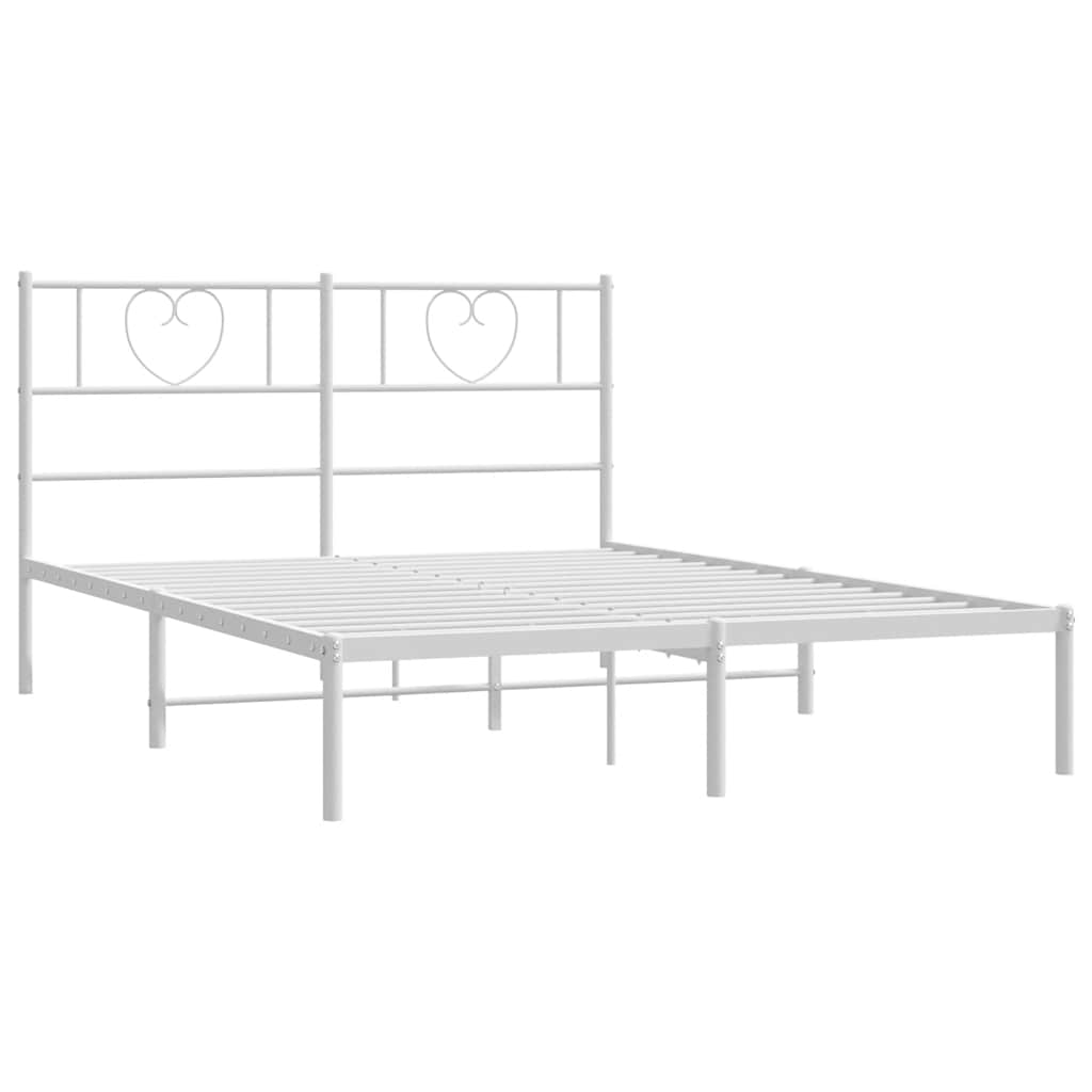 Metal Bed Frame without Mattress with Headboard White 135x190 cm