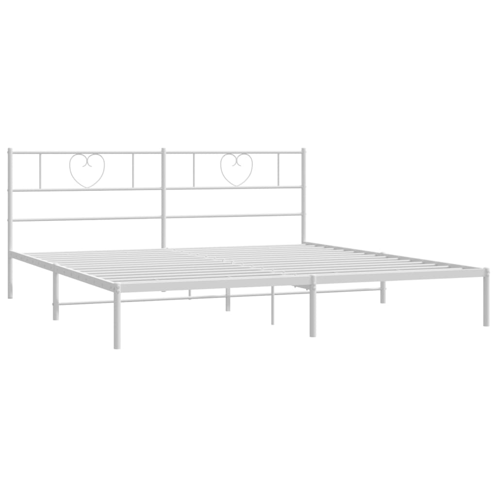 Metal Bed Frame without Mattress with Headboard White 183x203 cm King