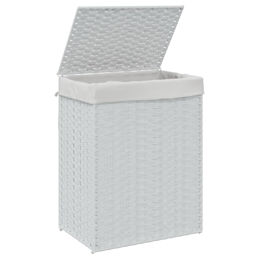 Laundry Basket with Lid White 46x33x60 cm Poly Rattan
